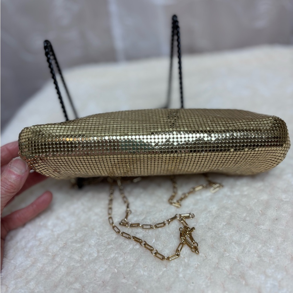 Whiting & Davis Gold Metal Mesh Crossbody Bag - Picture 10 of 14